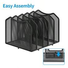Simple Trending Organizador de archivos de computadora de malla estantería de 5 secciones para computadora oficina en casa color negro - negro - Ver 5