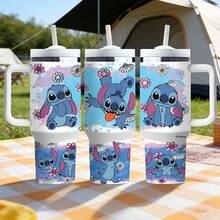 1 cốc giữ nhiệt dung tích lớn có tay cầm hiệu Disney, in hình nhân vật Stitch dễ thương, cốc thép không gỉ cách nhiệt chân không kèm ống hút, 1200ml, đóng hộp có mã chống hàng giả. - Mũi khâu - Xem 7