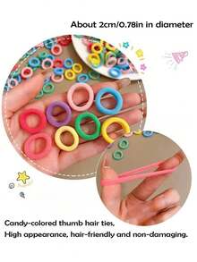 20 piezas/100 piezas/200 piezas Lazos elásticos de nailon de colores, suaves y no dañinos, scrunchies, bandas para el cabello, accesorios para el cabello para niñas, adecuados para coleta, uso diario - Multicolor - Ver 4