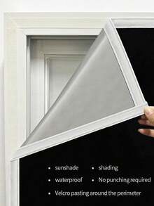 1pc White Blackout Stick-On Self-Adhesive Window Curtain, Sunshade, Heat Insulation, No Drill Installation, 2025 New Model - White - View 98