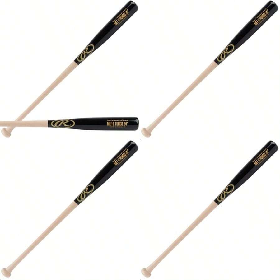 Rawlings Bate de Entrenamiento Maple FUNGO Béisbol/Softbol Múltiples Longitudes Varios Colores - Negro natural - Ver 1
