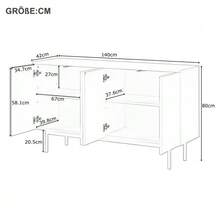 Modern Minimalist White Sideboard With 4 Türen Im Bogenmuster Für Esszimmer Und Wohnzimmer (Weiß) - White - View 3