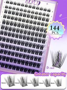 ELYCO 144 Clusters/132 Clusters Glue-Free Segmented Fluffy Eyelashes, Gentle Skin-Friendly, Time-Saving And Effort-Saving, D Curl, 0.07mm Thickness, 8-16mm Mixed Length, DIY Eyelash Extensions, Dense And Voluminous With Defined Layers, Creating Full And Dimensional False Eyelash Look, Suitable For Daily Wear, Evening Parties And Various Important Occasions - D - View 2