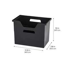 IRIS USA Archivero Caja de Archivo Portátil Grande para Escritorio Negra - Paquete de 4 Asas Laterales Carpetas Colgantes Etiquetas e Insertos Tamaño Carta - negro - Ver 3