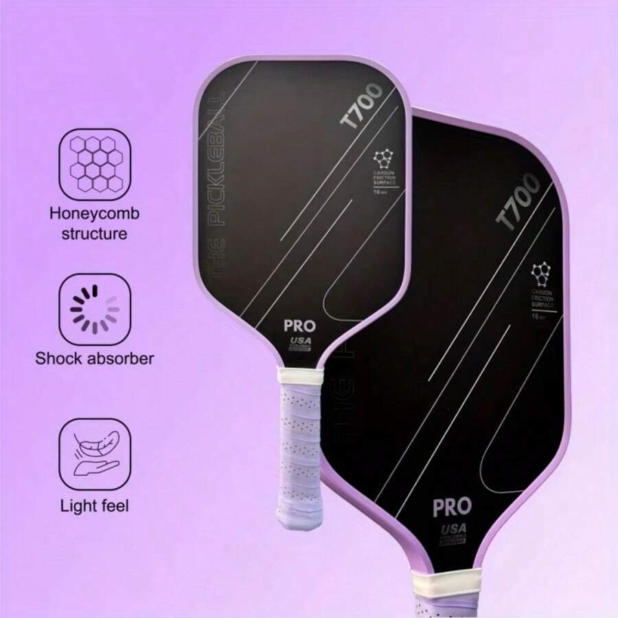 T700 Roh-Kohlefaser Pickleball Schläger: Kraftvoller Spin, Griffigkeit und Balance mit 16mm Profil und strukturierter Oberfläche
