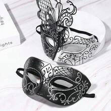 Vintage Couple Masquerade, Ancient Roman Venetian, Face Decoration, Suitable Halloween/Cosplay/Stage Performance/Wedding Styling Accessories//Theme Party - 銀 - 查看 3