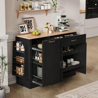 Modern, Elegant Sideboard With 3 Tables And One Shelf, Sideboards With Other Decor For Kitchens, Kitchens And Kitchens (Schwarz)
