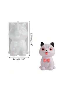 可爱卡通猫咪硅胶模具，蝴蝶结吐舌迷你小猫模具，DIY香薰蜡烛、肥皂、石膏、吊坠、钥匙扣环氧树脂模具，宠物动物摆件手工工艺品家居装饰纪念品 - 白色矽膠模具 - 查看 2