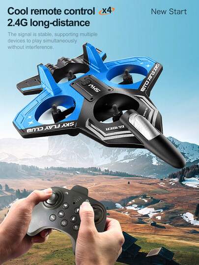 Kids Remote Control Airplane, Stunt High Altitude Setting, Anti-Crash, Foam Material, Gravity Gliding, Special Effect Lights, 4-Axis Plane, Random Accessory Color
