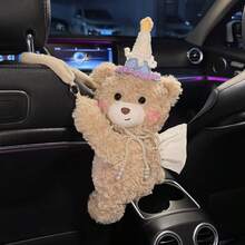 Car Tissue Box Holder, Hanging Thick Practical Car Tissue Box, Cute Bear Design Car Interior Tissue Box - A - View 11