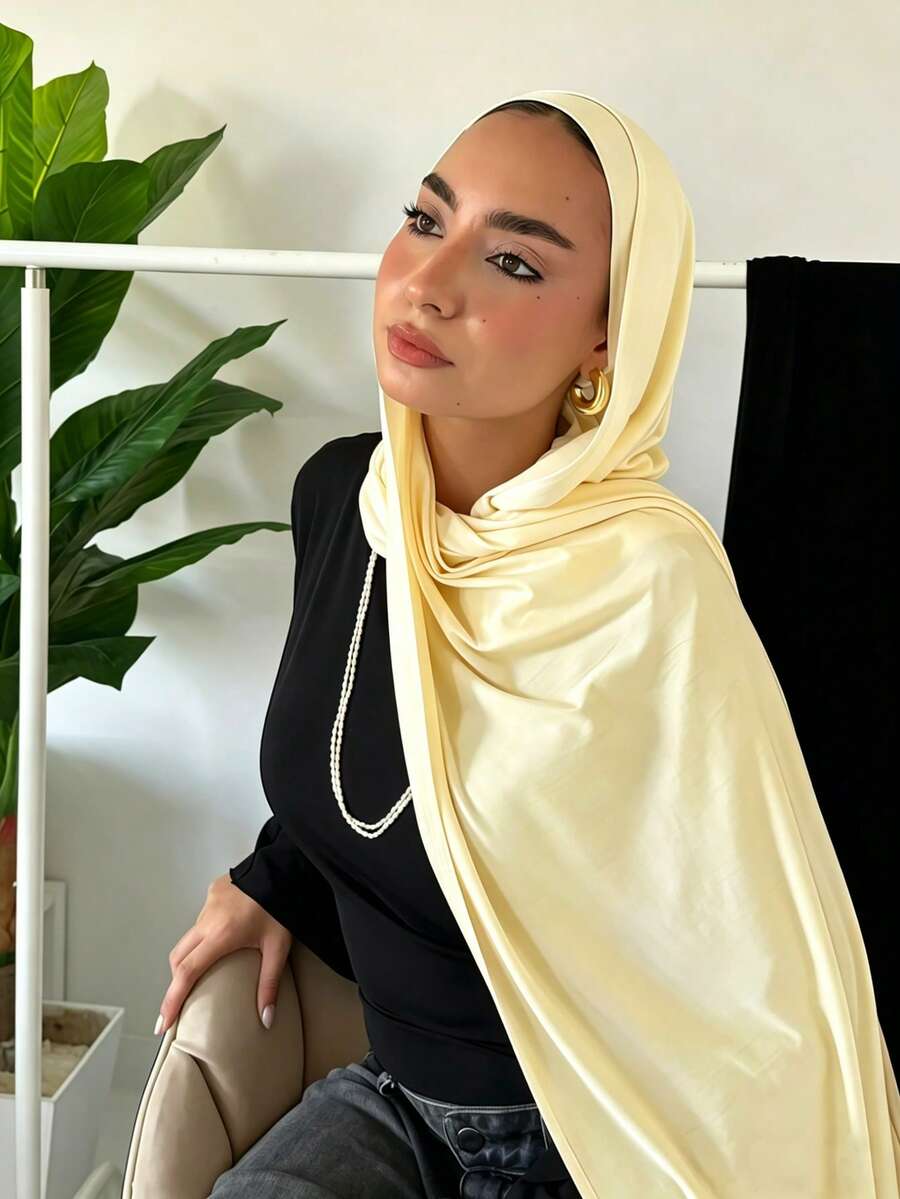 2pcs Modal Headscarf + Tube Hat Set, Minimalist Solid Color Hijab & Jersey Tube Cap, Breathable Modal Fabric, Affordable Everyday Wear,Accsesories,Beach Towel