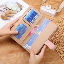 Women's Long Fashion Clutch Wallet With Hollow Leaf Design And Zipper Clasp - Coffee Brown - View 6