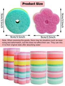 5/10pcs Flower-Shaped Sponge Brushes, Multi-Functional Cleaning Sponges, Double-Sided Dishwashing Sponges, Suitable For Gap Scrubbing, Household Essentials, Bathroom Cleaning Tools, Suitable For Kitchen, Windows, Faucets And Toilets - Multiple Styles - View 3