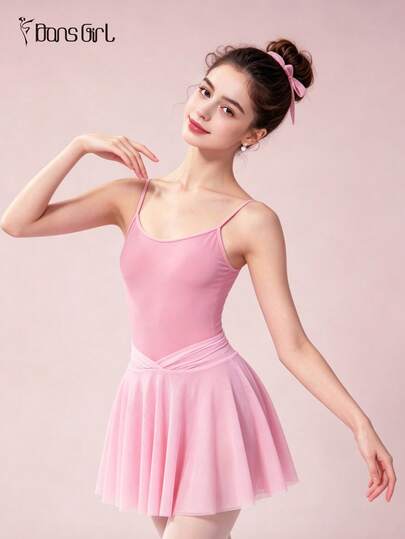  Váy ba lê DonsGirl 1 chiếc dành cho nữ, chất liệu vải lưới mềm mại, co giãn, dáng xòe dài đến giữa bắp chân, thiết kế eo khoét, phù hợp cho trang phục ba lê và cổ vũ thể thao.