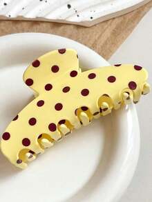 1pc Creamy Yellow With Maroon Dots Large Hair Claw - Strong Hold Nonslip Hair Clip For Thick Hair,Retro Polka Dot Butterfly Hair Claw - Sweet Y2K Style Hair Accessory For Daily Wear & Gifts Summer Outfits Hair Clips Summer Beach Claw Clips - Nhiều màu - Xem 7