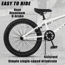 Bicicleta BMX Freestyle, Bicicleta para Niños de 18-20 Pulgadas para Niños de 5 a 13 Años y Ciclistas Principiantes, Múltiples Colores - Negro - Ver 10
