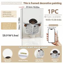 1pc Canvas Wall Art, Framed Wall Decor, Funny Dachshund Reading Newspaper On Toilet Art Poster, Humorous "Daily Dog" Bathroom Wall Art, Modern, Quirky, Humorous Bathroom Decor, Suitable For Master Bathroom, Guest Bathroom, Powder Room, Half Bath, Kids Bathroom, Apartment And Dorm. - Bathroom Art - View 16