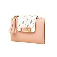 New Women's Short Wallet With A High-End Feel, Niche Leaf Card Holder, Student Coin Purse - Grey - View 2