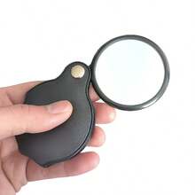 12X Magnifying Glass With Faux Leather Case - Portable Microscope - Foldable Design - Ergonomic Handle - Suitable For Reading, Inspection, Crafts, Jewelry Etc. - Compact Inspection Tool With Durable Rotating Protective Cover - Essential For Daily Reading - Vision Assistance Product - A - View 5