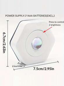 1 pieza Luz de gabinete creativa con efecto de ojo de gato y puesta de sol roja, funciona con 3 pilas AAA, lámpara de proyección de puesta de sol ajustable con LED, lámpara de mesita de noche, luz nocturna para dormitorio, luz nocturna para habitación infantil, luz de gabinete, luz de pared, adecuada para habitación infantil, pasillo, baño, sala de estar, decoración de armario - Luces de atardecer hexagonales - Ver 12
