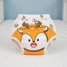 4 chiếc quần tập đi vệ sinh cho bé, chất liệu cotton mềm mại, in hình động vật hoạt hình, thoáng khí, dành cho trẻ sơ sinh. - trắng - Xem 4