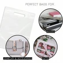White Plastic Merchandise Bags 9" X 12" With Die-Cut Handles (100 Pack), Bulk Value Durable & Easy-Carry Shopping Bags For Retail Stores, Gift Packaging, Trade Shows & Boutiques - Count (Pack Of 1) - View 4
