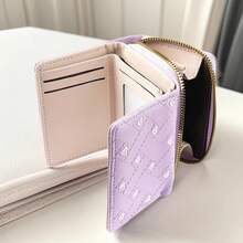 Women's Wallet With Microfiber, Embroidered Heart Coin Purse, 70% Off Card Holder, PU Leather Multi-Card Slot Card Holder - Pink - View 8