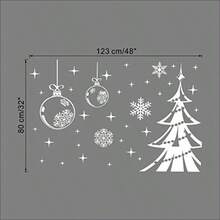 Boodecal Christmas Decorations Hanging Balls Shinning Stars Snowflakes and White Christmas Tree for Home Shop Window Coverings Decor Wall Decals Stickers Holiday Celebration Presents 4832 Inches - Blanco - Ver 3