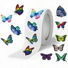 500pcs Butterfly Stickers Roll - Ideal For Thank You Cards, Sealing, And Scrapbooking | Smooth Surface, Asymmetrical Shape, Office Supplies - 1 Set - View 5