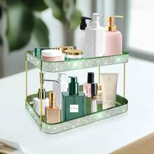 Yivaiks - Organizador y almacenamiento de mostrador de baño organizador de cambiador cosméticos para el cuidado de la piel organizador de estante de maquillaje para cambiador 2 niveles verde - Verde gema - Ver 6