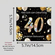 40岁生日快乐德语贺卡，附赠皮质信封——完美适用于40岁这一里程碑式的生日，也适合德语庆祝活动、40岁生日派对以及表达真挚的祝福。适合即将步入40岁的人、德语使用者、朋友、家人以及所有庆祝40岁生日的人。 - A - 查看 2