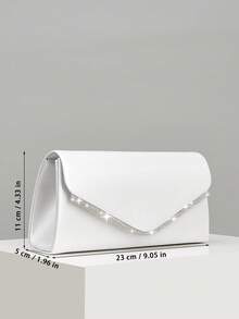 REMANLAND Mini Shiny Solid Color Crystal Leather Square Clutch, Rhinestone Embellished Evening Bag, Perfect Accessory For Women's Ball Gown, Sequin Dress, Elegant Party Bag, Suitable For Wedding, Prom, Party, Banquet And Other Formal Occasions - White - View 4