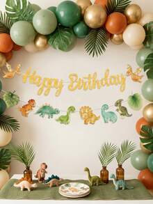 1套恐龍主題生日派對裝飾橫幅，恐龍主題生日派對裝飾，1歲生日派對裝飾，嬰兒洗禮派對裝飾，男孩生日派對用品，恐龍主題生日派對背景裝飾，叢林恐龍主題派對裝飾 - 恐龍 - 查看 3