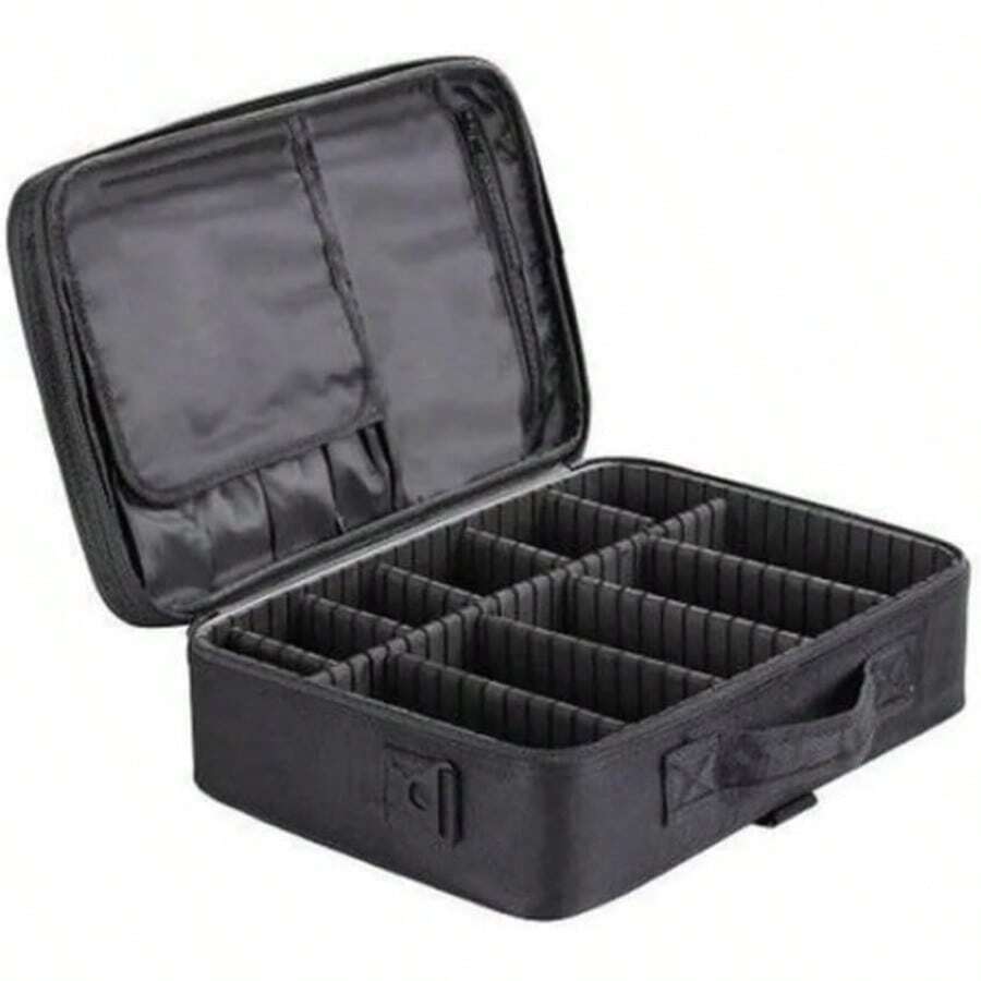 Cosmetiquera Profesional con Compartimentos, Estuche de Maquillaje Resistente al Agua, 35 x 24 x 9 cm, Negro - 1 - Ver 1