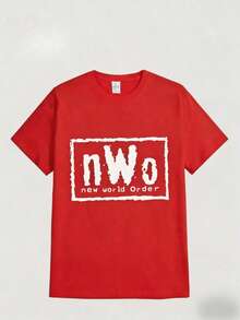 100 Percent CottonSports 's Casual Round Neck Tee Official  Nwo T-Shirt Nwo New World Order Casual Digital Print Pure Heavy Cotton T Shirtmanfinity Men - 紅色 - 查看 14