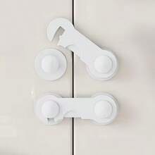 5pcs White Heavy Duty Plastic Safety Lock Set - Easy To Install With No Tools Adhesive Mounting, Strong Grip, Suitable For Refrigerator, Cabinet, Pantry Door And Kitchen Appliances | Safety Door And Cabinet Locks For Home And Kitchen Safety - Pet And Family Safety - Multicolor - View 6