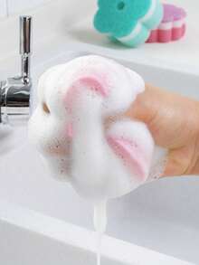 5/10pcs Flower-Shaped Sponge Brushes, Multi-Functional Cleaning Sponges, Double-Sided Dishwashing Sponges, Suitable For Gap Scrubbing, Household Essentials, Bathroom Cleaning Tools, Suitable For Kitchen, Windows, Faucets And Toilets - Multiple Styles - View 7