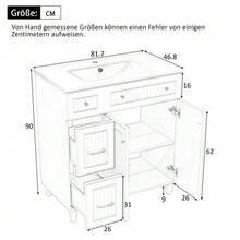 Bathroom Cabinet With Sink 81.7cm - Standing Bathroom Cabinet With Ceramic Washbasin, Lacquered Surface, Multifunctional Storage Space & Solid Wood Feet In A Modern Luxury Design - White - 白色 - 查看 2