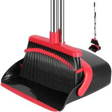 Broom And Dustpan Combo, Black & Red 52-In Adjustable Long Handle, Dustpan Equipped With Teeth To Clean Hair Automatically, Practical Floor Cleaning Kit For Kitchen Home Office Hall - Black-red - View 6