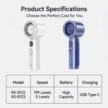 REMAX RS-SF22/RS-SF23 Handheld Fan, Mini Portable High-Power Rechargeable Fan, Multi-Speed Adjustable, Lightweight And Portable, Summer Cooling Essential - Handheld Fan - View 7