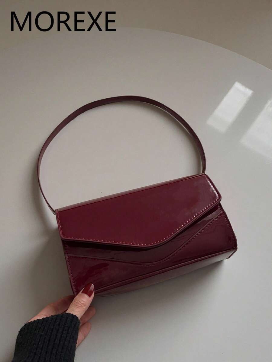 Minimalistische Stil Damen Klappe Quadrat Tasche, Mode einfarbige vielseitige Damen Umhängetasche, Unterarmtasche