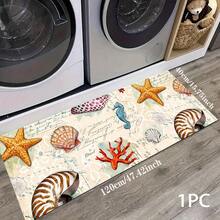 1pc Colorful Shell Pattern Printed Rug Series, Long Doormat, Indoor Entrance Mat, Bedroom Bedside Mat, Kitchen Mat, Suitable For Living Room, Laundry Room, Bathroom - Multicolor - View 7