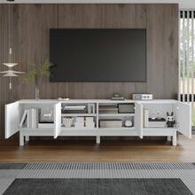 Contemporary Black/White TV Stand With Arched Door Panels, Modern Media Console With Storage For Living Room - White - View 9