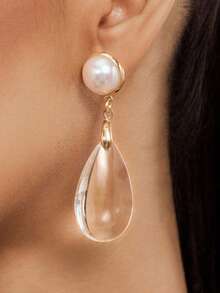 1 Pair Transparent Water Drop Shaped Casual Party Earrings For Women - Clear - View 3