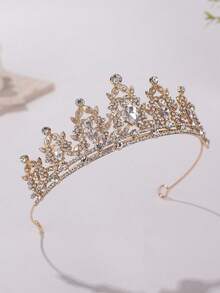 Coroa de cabelo elegante e moderna em liga metálica, ideal para casamentos, festas e outras ocasiões. - Ouro - Ver 2