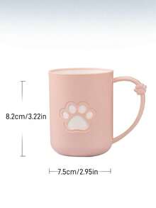 Custom Cat Paw Toothbrush Cup With Handle, Dual-Color Design, Customizable Engraving, Unique Style, Home/Dorm Couple/Parent-Child Exclusive, Cute Cat Paw Pattern, Bathroom Wash Cup - Multicolor - View 2