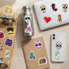 300PCS Skull Stickers Waterproof Vinyl Decals, Sugar Skull & Skeleton Stickers For Water Bottles Laptops Scrapbooking Luggage, Aesthetic Gothic Stickers For Teens Adults, DIY Stickers For Party Decor And Crafts Scrapbook Supplies - 1 Set - View 3