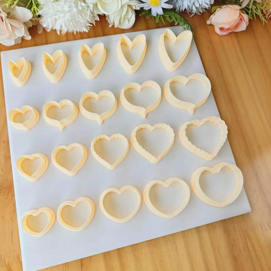 5pcs Heart Shaped Polymer Clay Cutters Set, PLA Easy To Cut Molds For DIY Statement Earrings Jewelry Pendant & Handmade Craft Tool - Orange - View 1