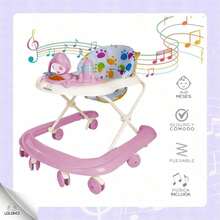 Andadera Musical Plegable para Bebé, Juguete Educativo Interactivo, Estable y Segura para Aprender a Caminar - Rosa - Ver 4