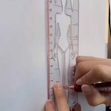 1 buc. set de rigle șablon pentru desen la modă, riglă pentru design vestimentar cu figură umană, riglă de măsurare curbată cu hârtie A4 pentru tipare și manual de instrucțiuni - Stiluri multiple - Vizualizare 5